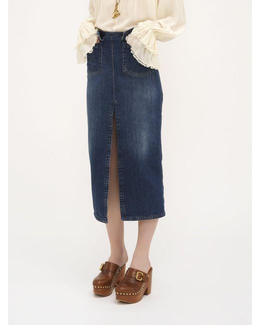 Chloé Blue Chloé Denim Midi Skirt