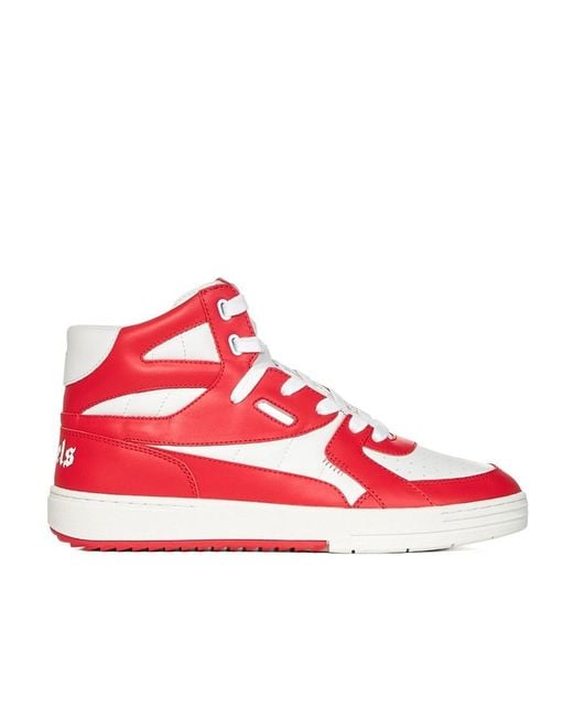 Palm Angels Red University High-Top Leather Sneakers for men