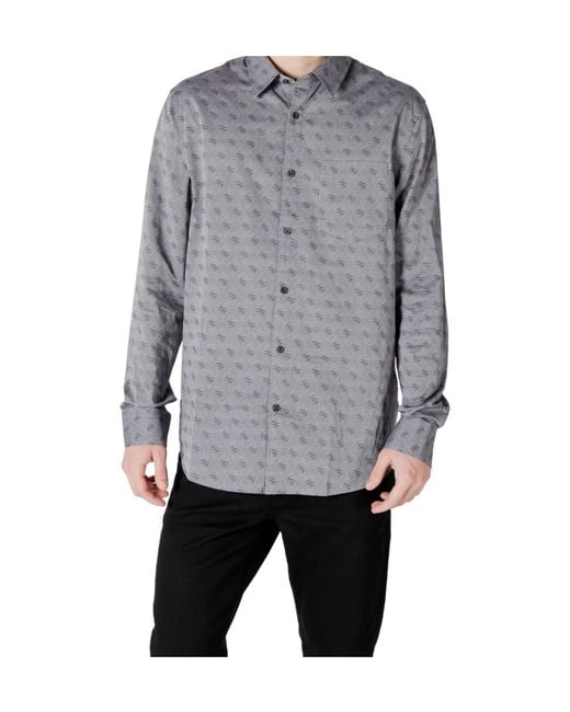 Guess Gray Long-Sleeved Shirt for men