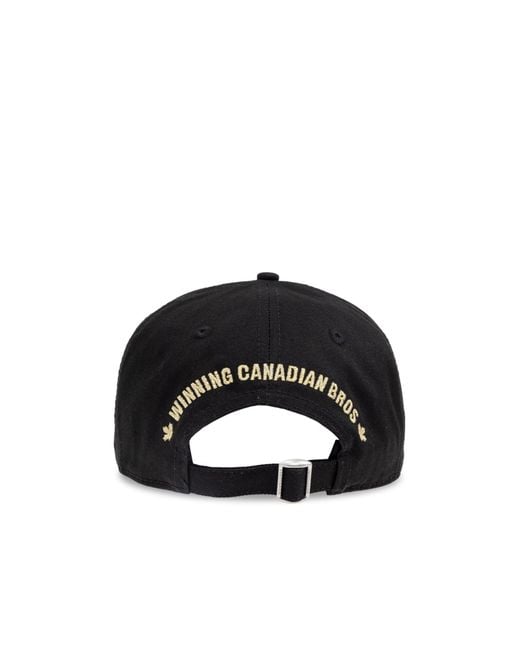 DSquared² Black Logo Patch Baseball Cap for men