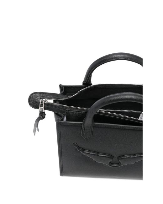 Zadig & Voltaire Black Xs Angel Wings-Appliqu Tote Bag
