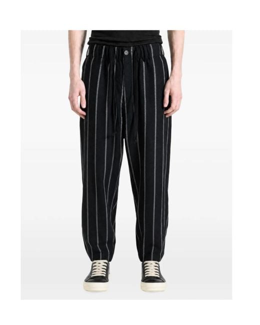 Uma Wang Black Striped Casual Trousers for men