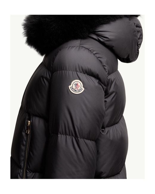 Moncler Black Laichefur Shearling-Trimmed Short Down Jacket