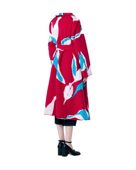 Issey Miyake Red Vigor Graphic Belted Coat