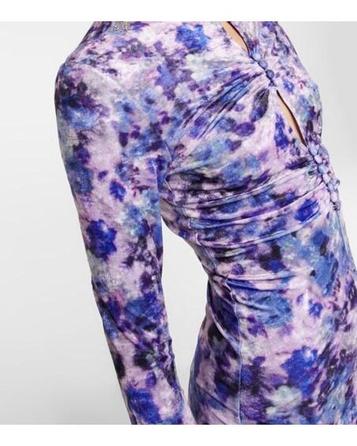 Isabel Marant Blue Gram Floral Velvet Minidress