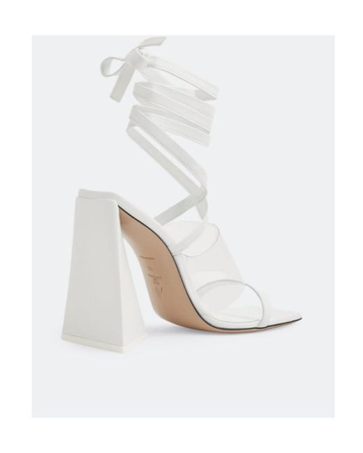 The Attico White Isa Tie-Fastening Leather Sandals