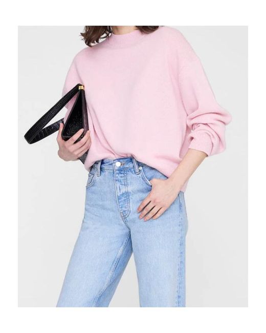 Anine Bing Pink Lee Crew-Neck Sweater