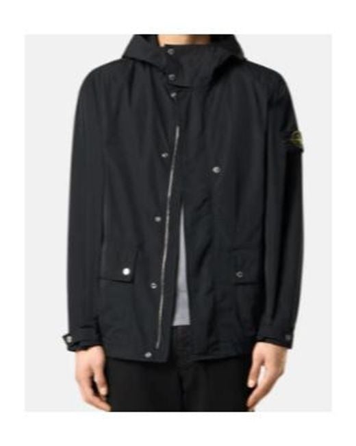 Stone Island Blue Compass-Badge Hooded Jacket for men