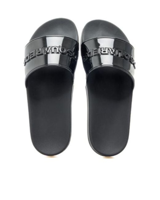 DSquared² Black Logo Embossed Slides for men