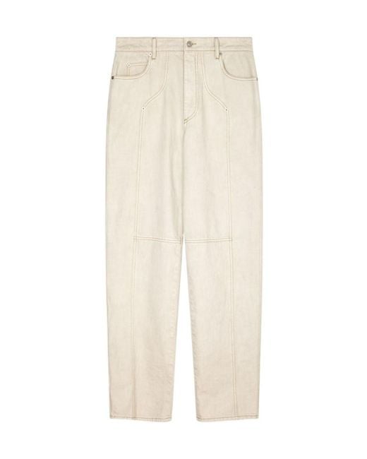Isabel Marant White Logo Patch Straight-Leg Pants for men