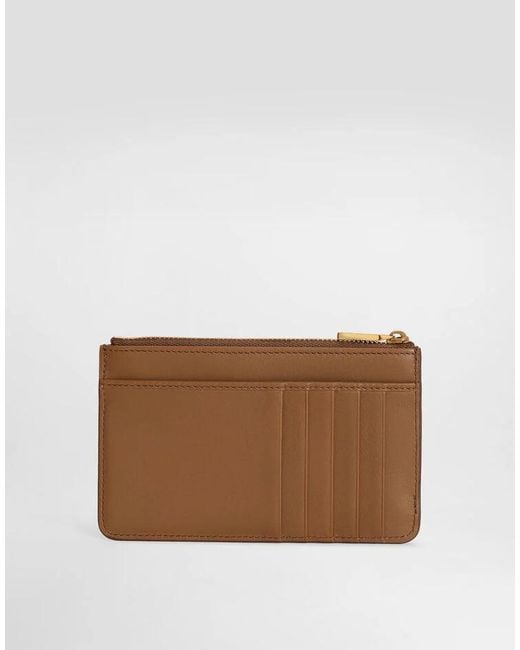 Dolce & Gabbana Brown Calfskin Card Holder With Dg Logo