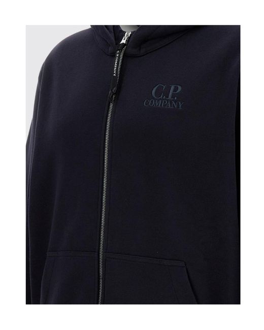 C P Company Blue Logo Zip-Up Hoodie for men
