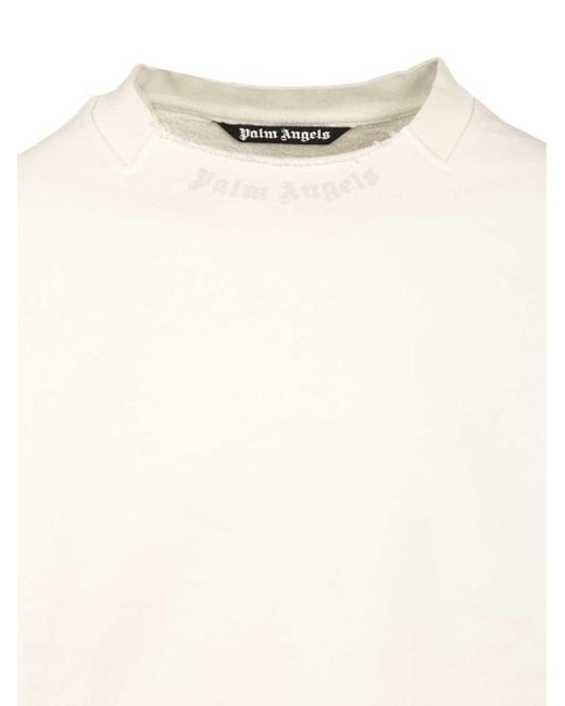 Palm Angels White Curved Logo Sweatshirt for men