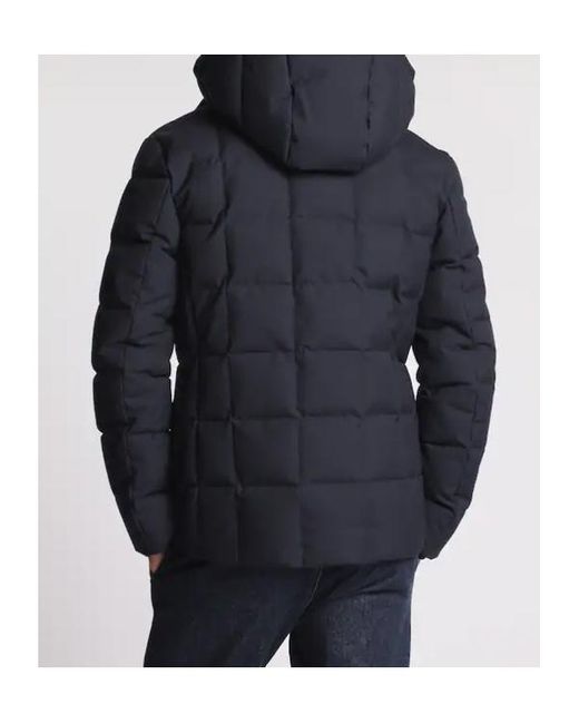 Fay Blue Quilted Hooded Pea Coat for men