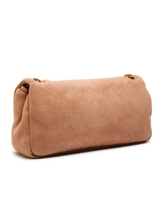 Saint Laurent Natural Calypso Small Padded Suede Shoulder Bag