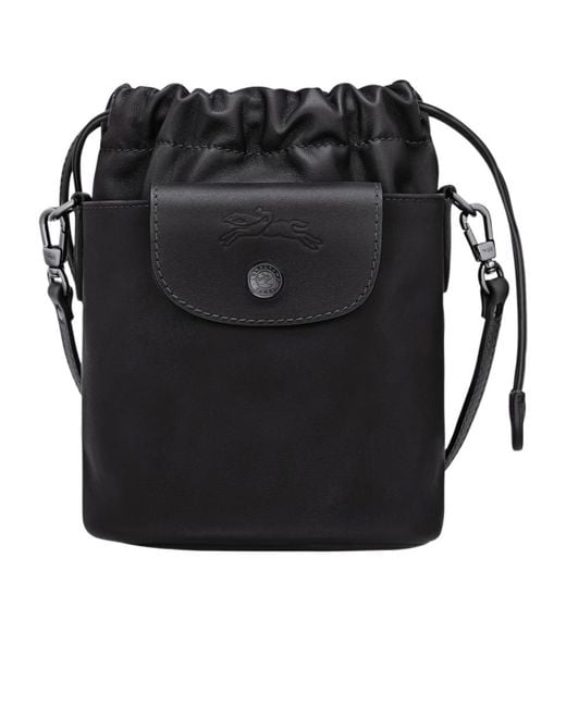 Longchamp Black Drawstring Bucket Bag