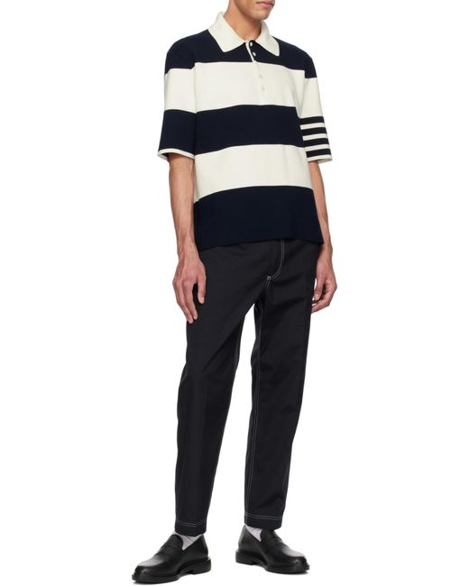 Thom Browne Blue Striped Short Sleeved Polo Shirt for men