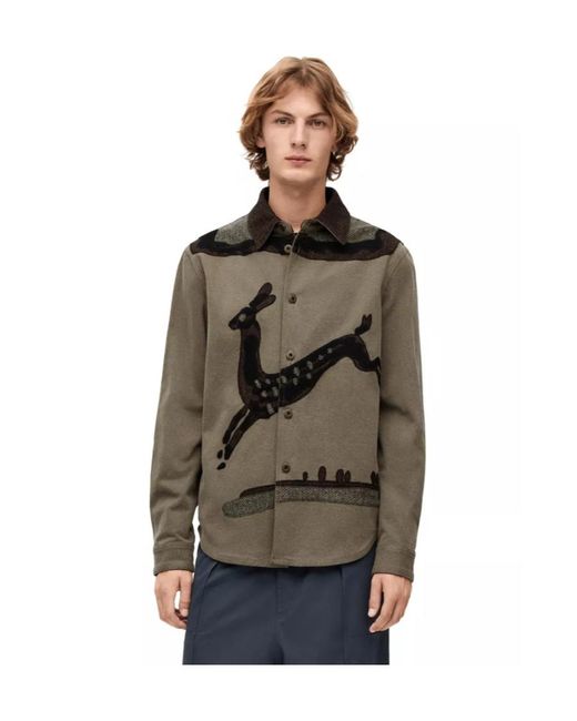 Loewe Brown Deer Intarsia Overshirt for men