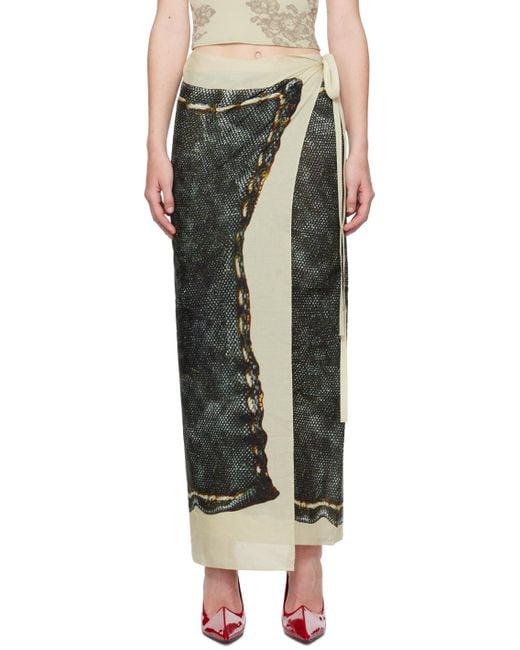 Acne Green Printed Sarong Scarf