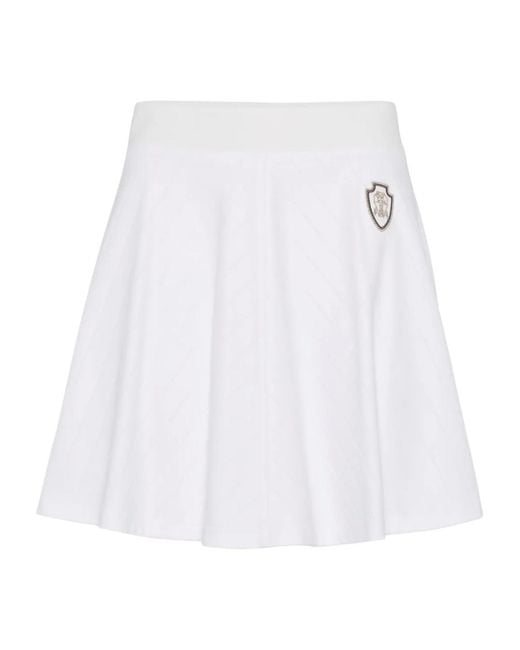 Brunello Cucinelli White Cotton Pleated Skirt