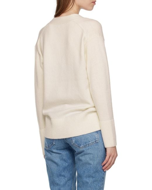 Vince White Weekend V-Neck Ribbed Cardigan
