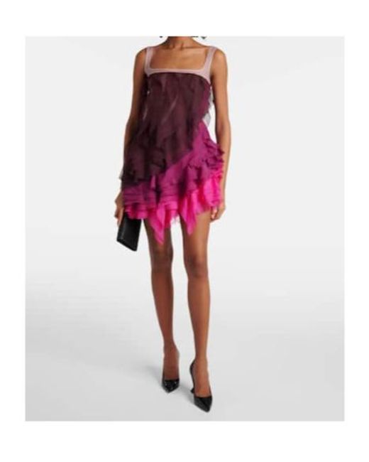 Nensi Dojaka Purple Kiera Ruffled Tiered Minidress