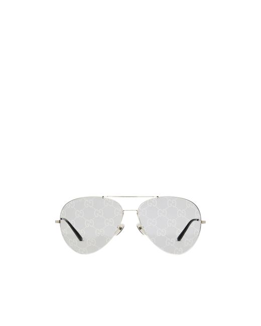 Gucci White Gg2172S Aviator Sunglasses for men
