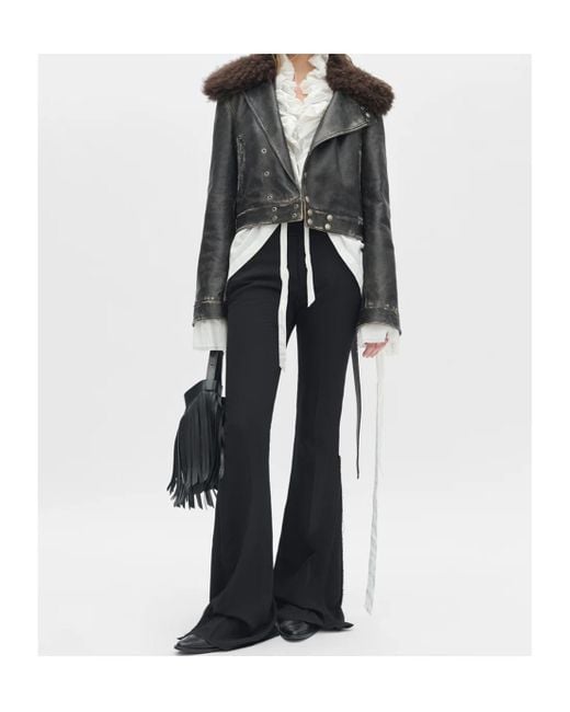 Ann Demeulemeester Black Shearling-Collar Jacket