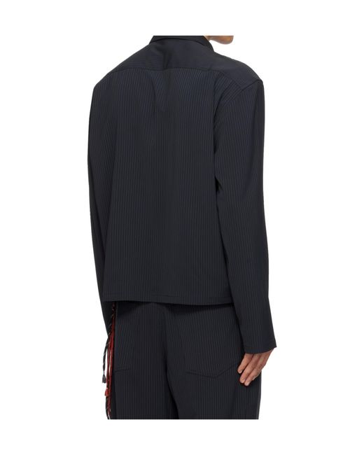 Song For The Mute Blue Pinstripe Chest-Pocket Shirt for men
