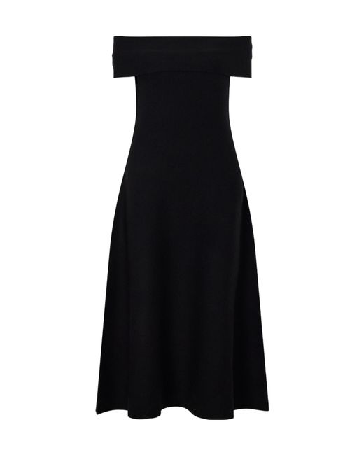 Jonathan Simkhai Black Camilla Wool Off-The-Shoulder Midi Dress