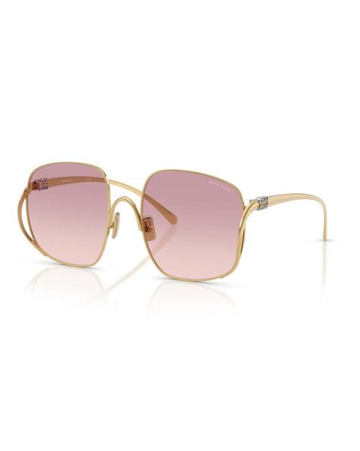 Miu Miu Pink Eyewear Square Frame Sunglasses