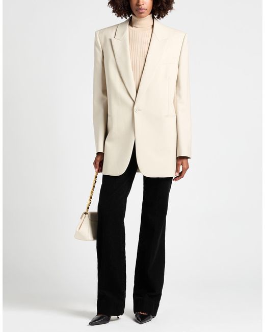 Saint Laurent Natural Single-Breasted Blazer