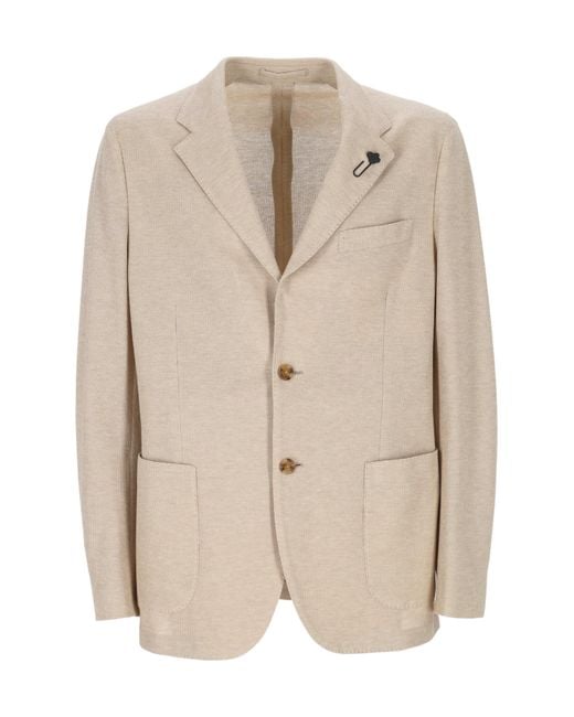 Lardini Natural Textured Single-Breasted Blazer for men
