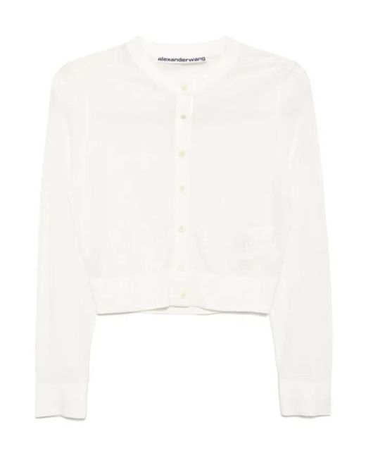 Alexander Wang White Crystal-Embellished Cropped Top