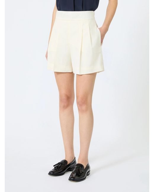 Max Mara White Pleated Tailored Shorts