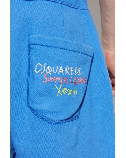 DSquared² Blue Summer Lovers Embroidered Shorts for men