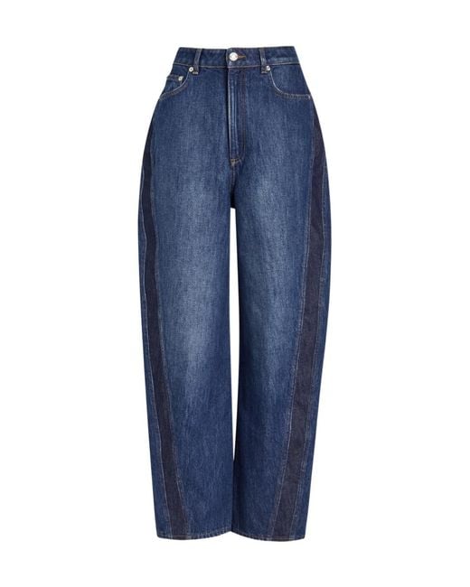 Givenchy Blue Panelled Barrel-Leg Jeans