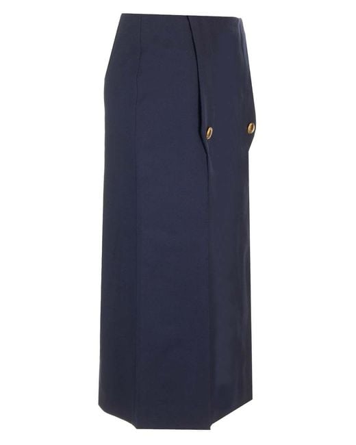 Chloé Blue Chloé Slit Detailed Midi Skirt