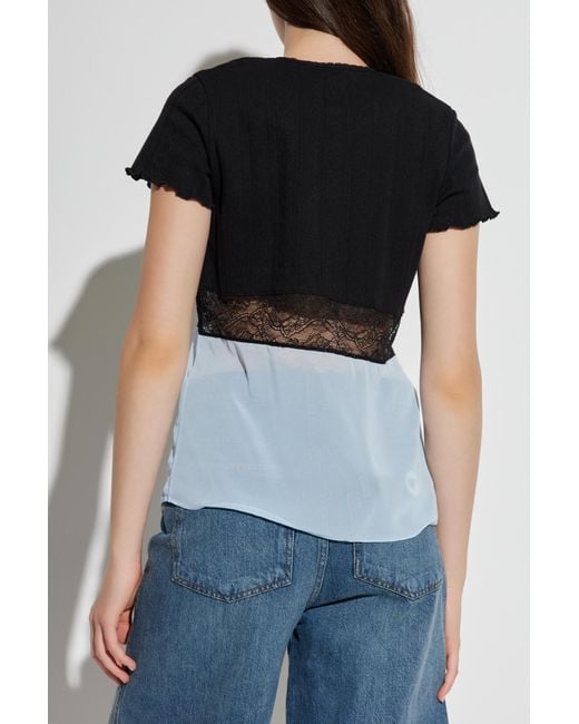 Coperni Black Lace-Panelled Blouse