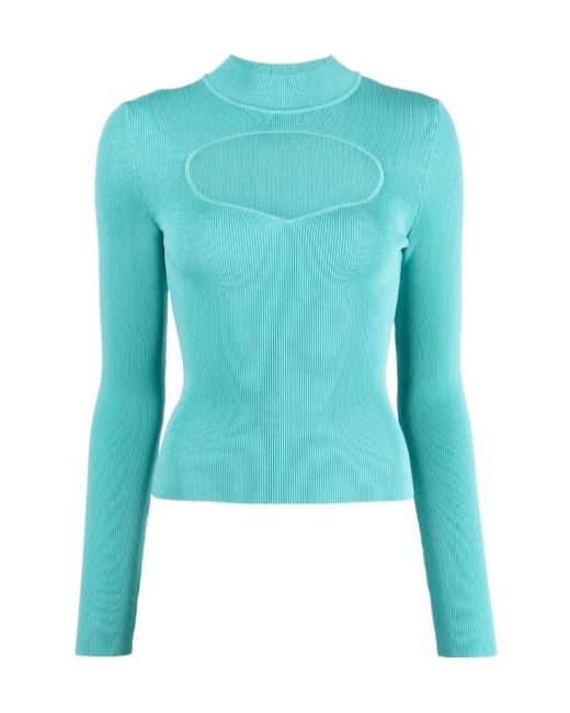 Staud Blue Cara Cut-Out Detail Top