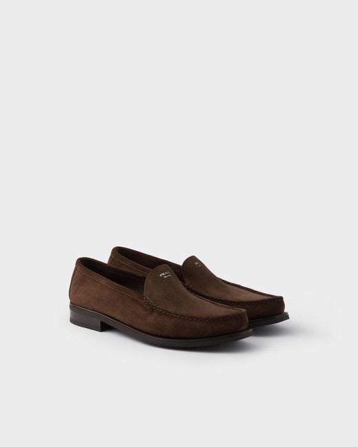 Prada Brown Ruched Slip-On Loafers for men