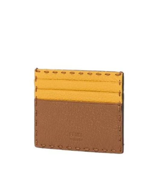 Fendi Orange Selleria Card Case for men