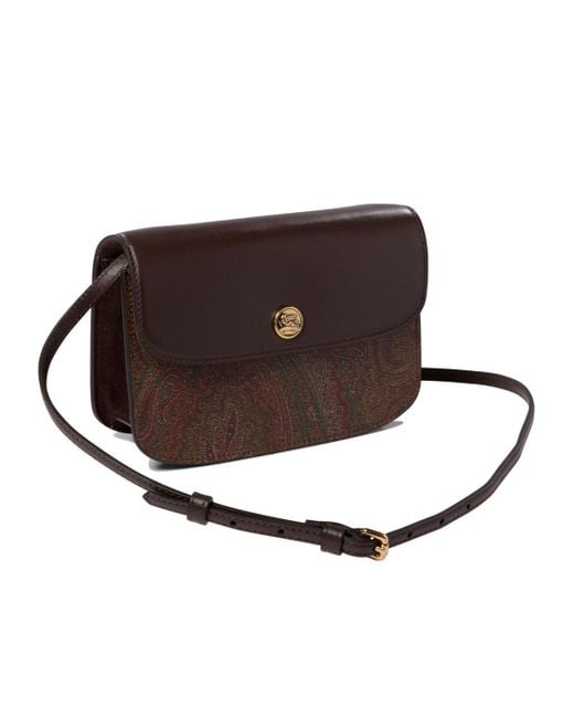 Etro Brown Logo Plaque Shoulder Bag