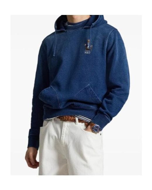 Polo Ralph Lauren Blue Bear Patch Hoodie for men