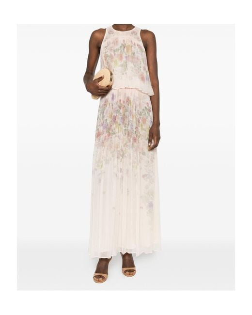 Twinset White Tiered Floral Maxi Dress
