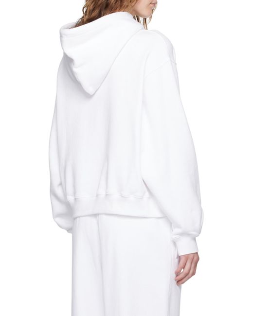 T By Alexander Wang White Logo Printed Drawstring Hoodie