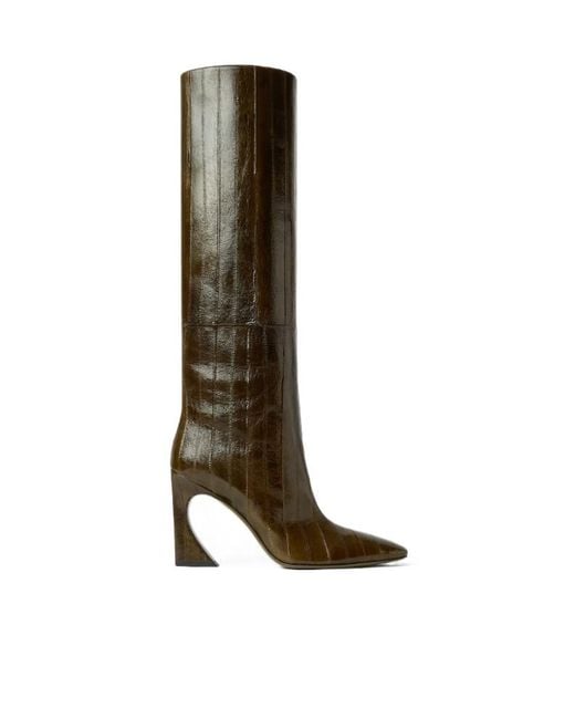Fendi Green 95Mm Arco Leather Boots