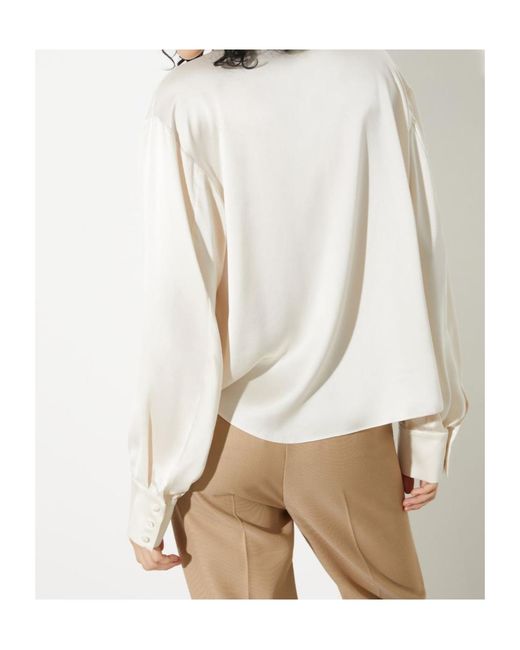 MAX&Co. White Scarf-Detailed Silk-Satin Blouse