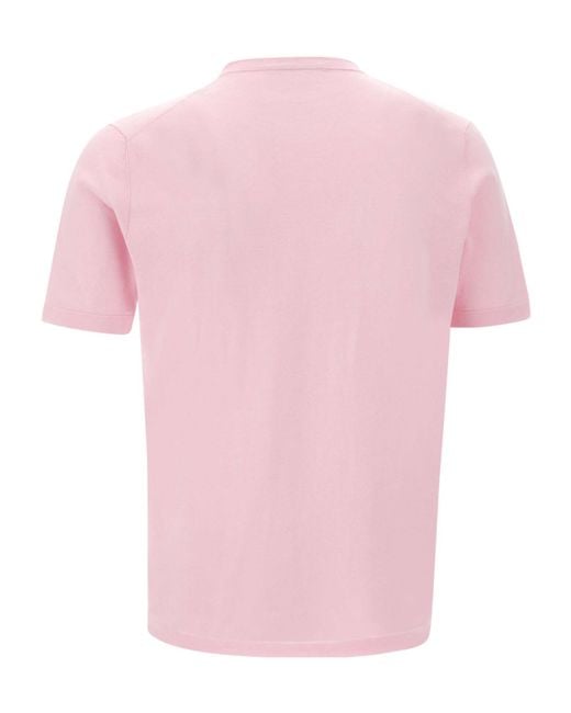 Kangra Cashmere Pink Ribbed Crew-Neck T-Shirt for men