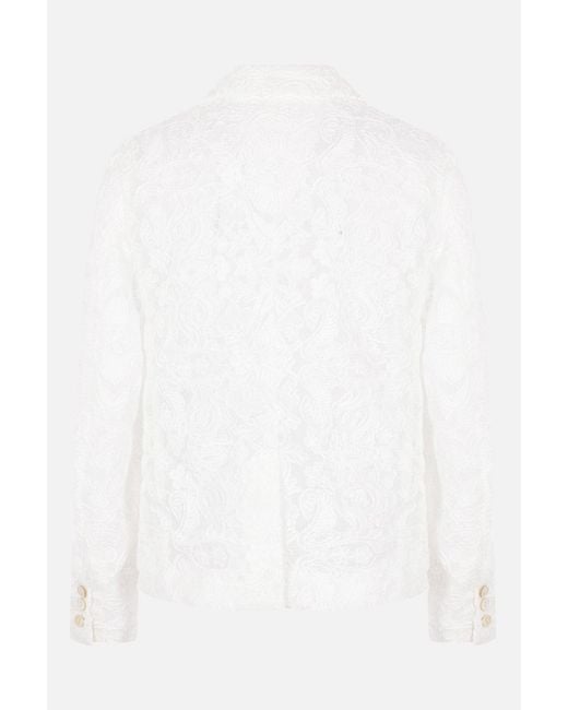 Comme des Garçons White Lapel Long-Sleeved Suit Jacket
